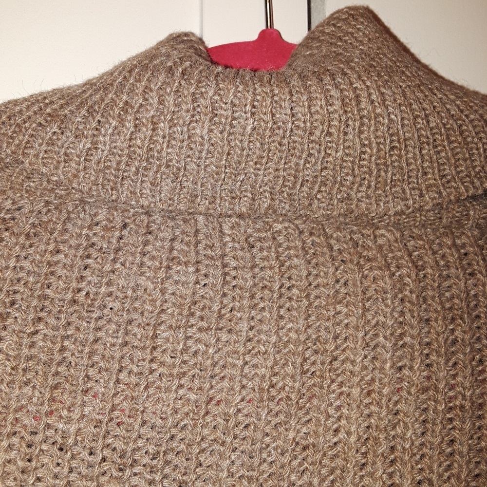 Brown Knit Dolman Style Turtle Neck Sweater Cape - Picture 5 of 10